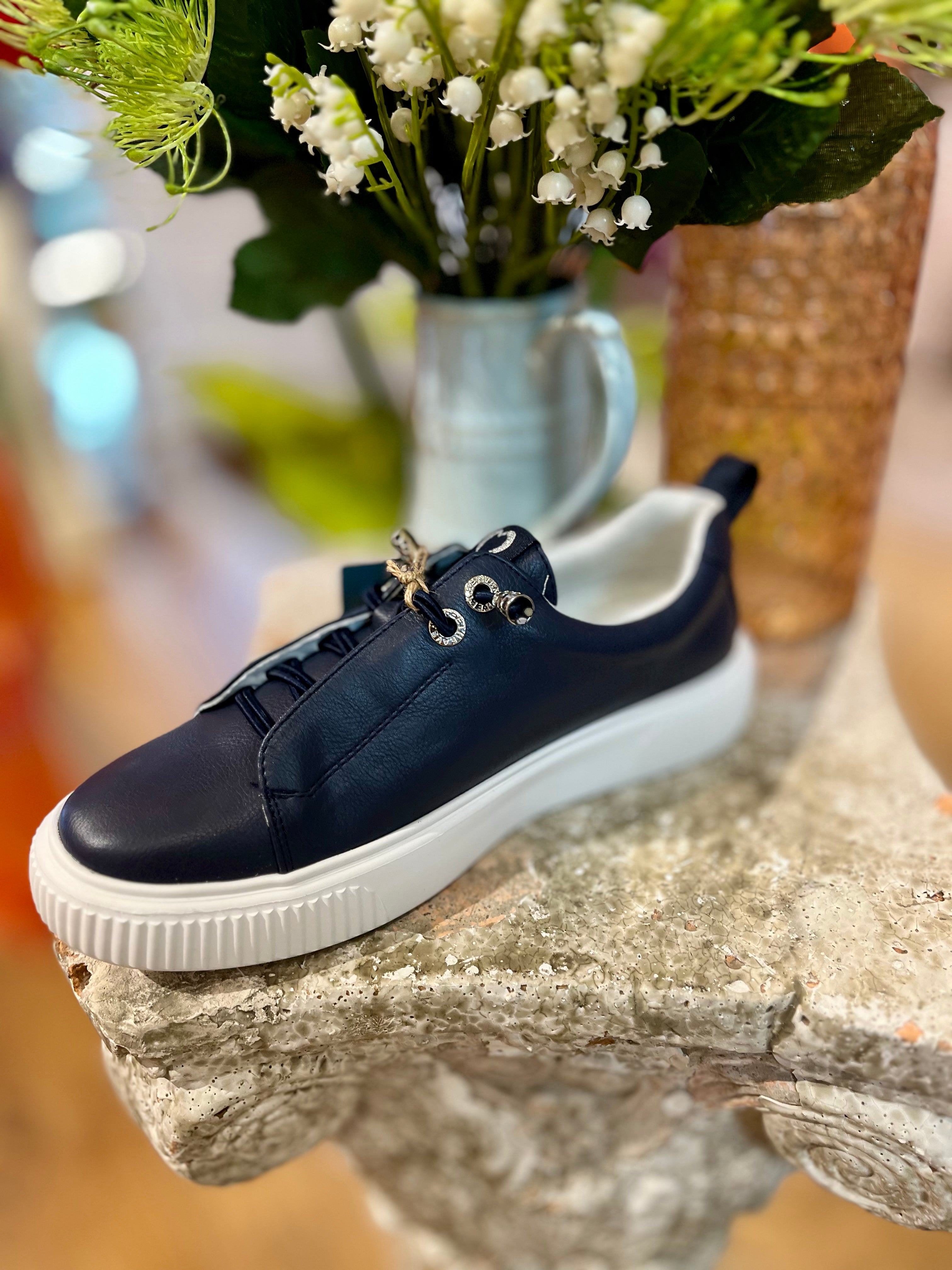 Heavenly Feet Petal Trainers Navy, White, White and Silver