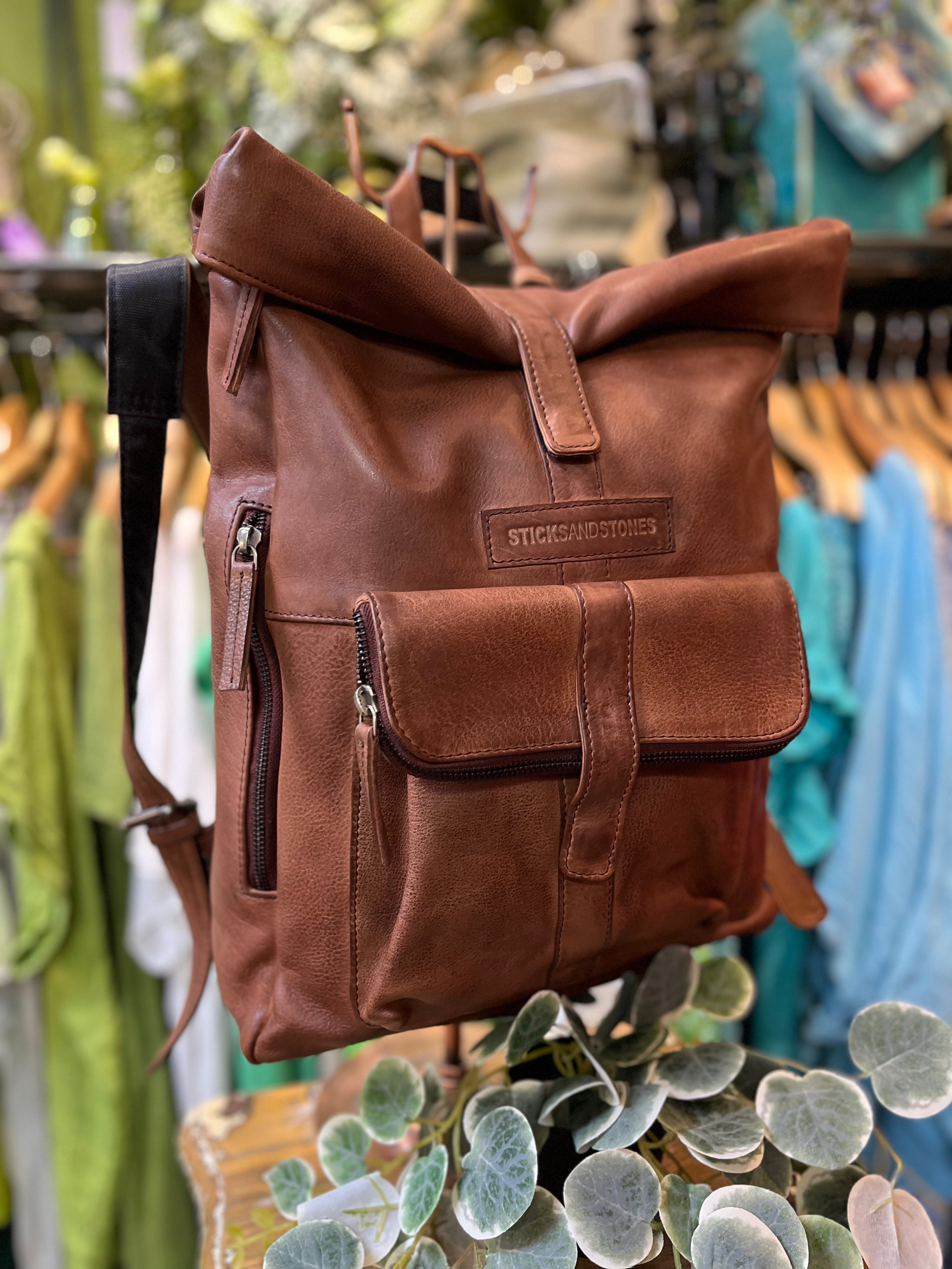 Sticks & Stones Messenger Leather Backpack