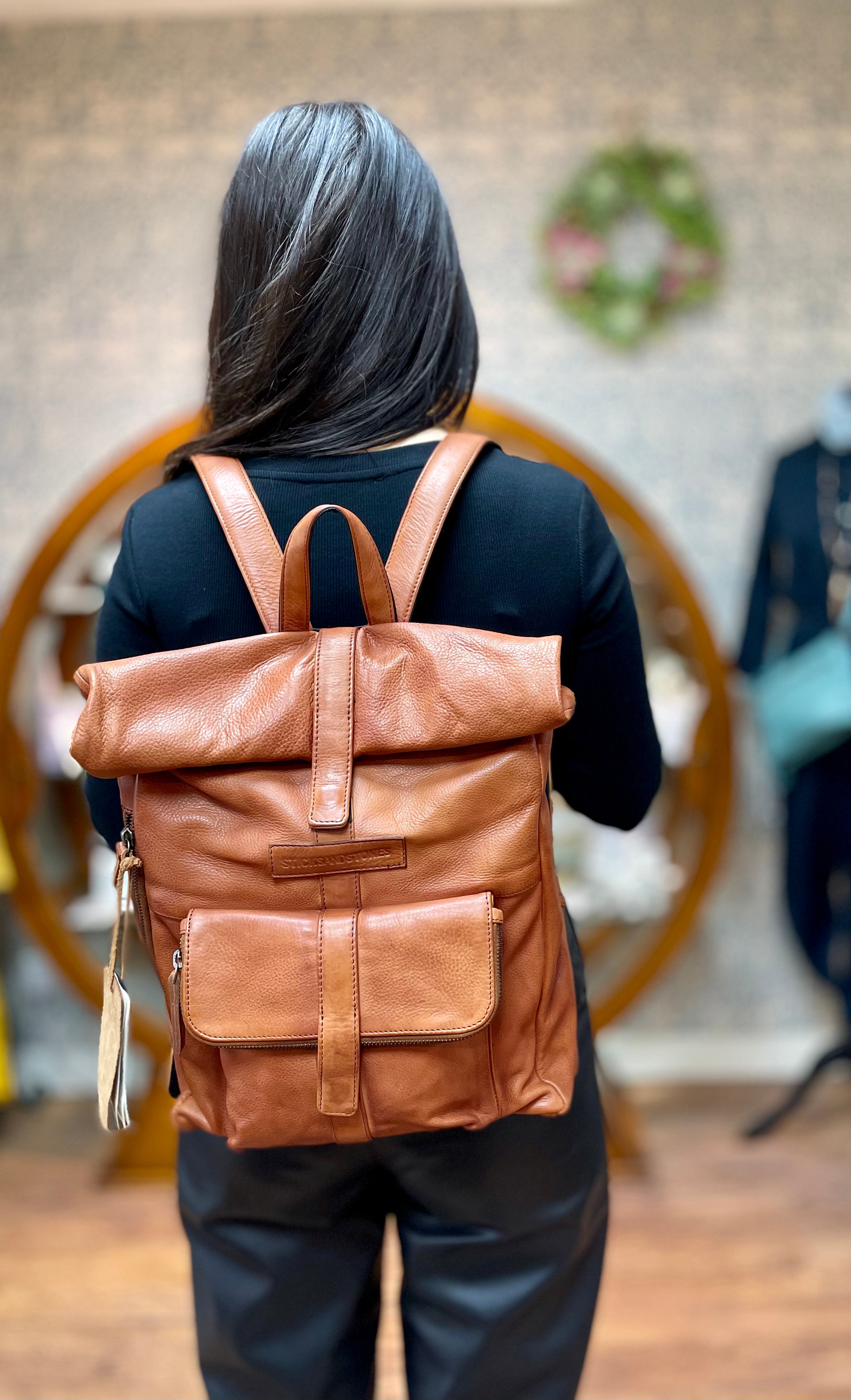 Sticks & Stones Messenger Leather Backpack