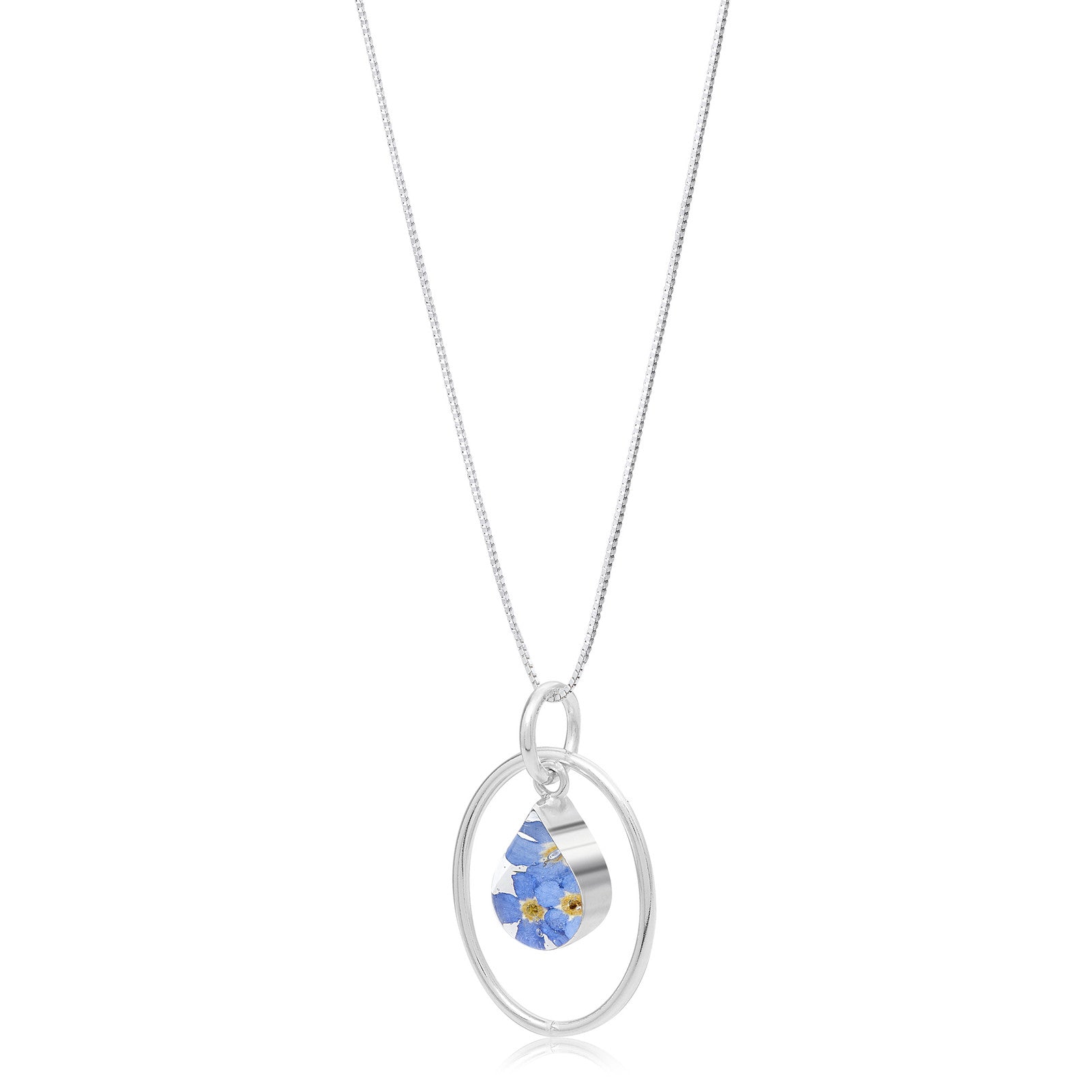 Forget-me-not necklace with sterling silver teardrop pendant FJ2, FJ30, FJ31
