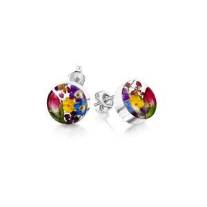 Shrieking Violet - Mixed Flower Collection - Round Stud Earrings