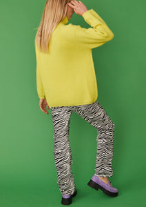 Jayley - Funnel Neck Ribbed Jumper in Yellow